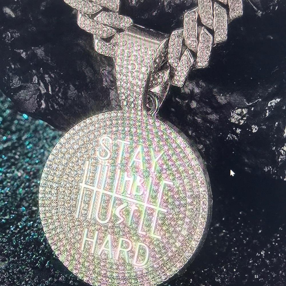 Stay Humble Hustle Hard" Iced Cuban Link Necklace